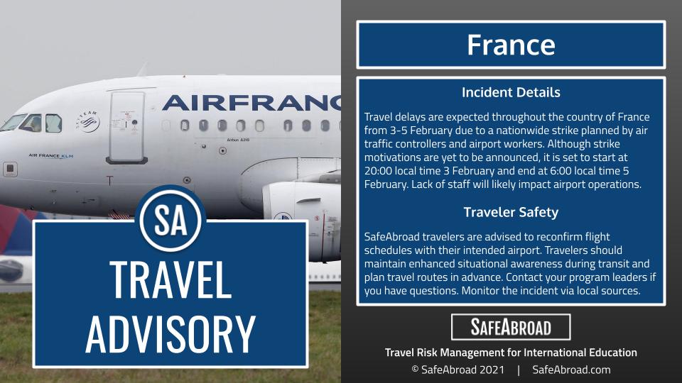 travel advisory warnings france