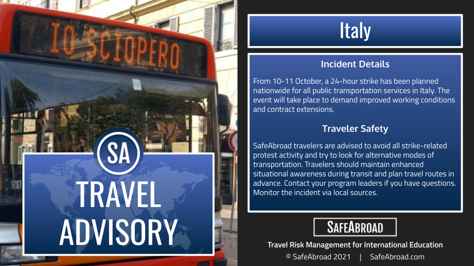 travel advisory in italy